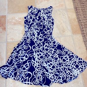 Haani Fit & Flare Blue & White Panel Dress Size L